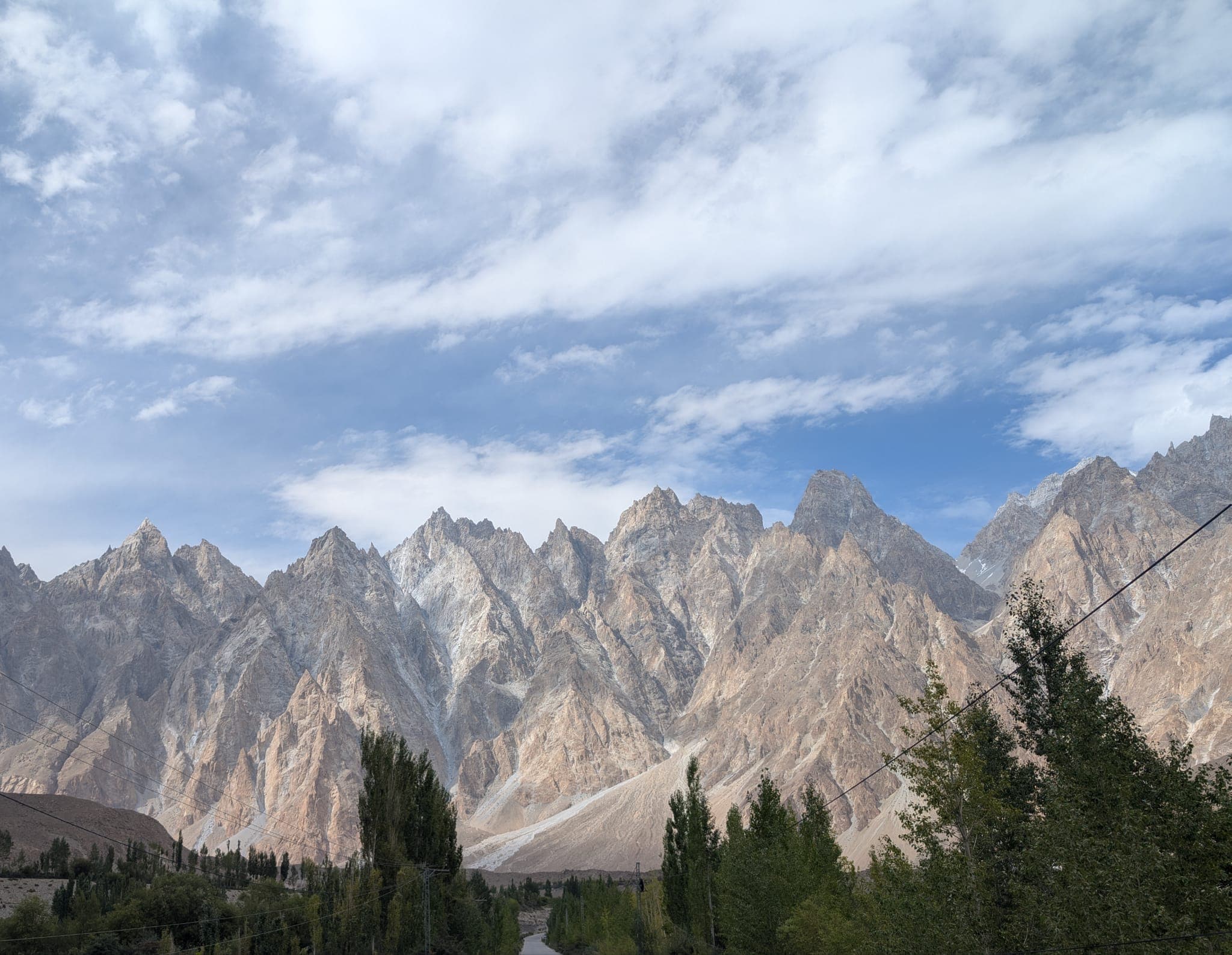 The dramatic Passu mountain peaks beneath a broad sky